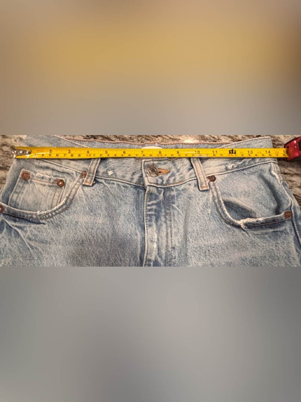 Zara Light Blue Ripped Wide  Leg Jeans Size 6 - Picture 8 of 8